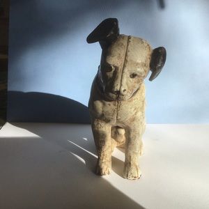 Cast Iron White Dog Piggybank